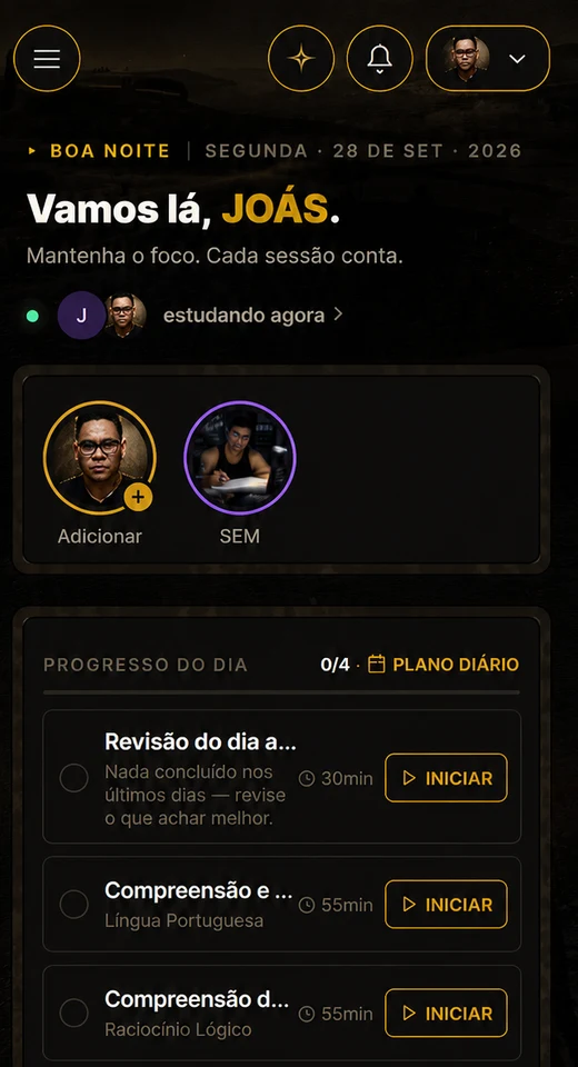 Home da plataforma no celular