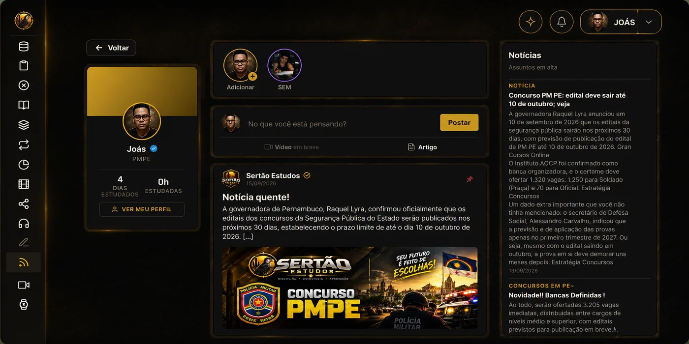 Feed e notícias do concurso